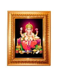 Baby Krishna Golden Designer Photo Frame | 10x14 Inch Religious Wall Hanging Frame For Home, Office Decoration and Spiritual Gift Item (M4)