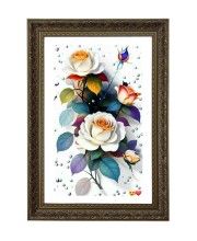 Floral Painting Print Big Photo Frame - 20x28 Inches For Home,Temple & Office Decoration (F11013)