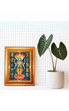 Lord Vishnu Golden Designer Photo Frame | 10x14 Inch Religious Wall Hanging Frame For Home & Office Decoration | Hindu Deity Spiritual Gift Item