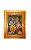 Shiv Pariwar Golden Designer Photo Frame | 18x22 Inch Religious Wall Hanging Frame For Home & Office Decoration | Hindu Deity Spiritual Gift Item
