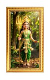 Little Durga Digital Golden Color Photo Frame | Hindu Religious Wall Decor | 8x15 Inches - Inspirational Wall Art For Office, Home Decor - Ideal Spiritual Gift (F10361)