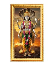 Lord Vishnu Digital Golden Color Photo Frame | Hindu Religious Wall Decor | 8x15 Inches - Inspirational Wall Art For Office, Home Decor - Ideal Spiritual Gift (F10230)