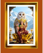 Mata Lakhsmi Golden Photo Frame - 16x20 Inches | Elegant Wooden Frame For Home, Office & Temple Decoration | Spiritual Wall & Table Decor And Gift Item (F9481)