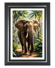 Elephant Photo Wall & Table Frame | 10x14 Inch Black Designer | Perfect For Gifting & Home Decor (F9628)