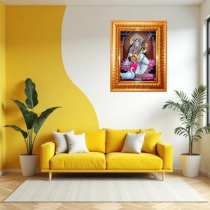 Goddess Saraswati Golden Designer Photo Frame | 18x22 Inch Religious Wall Hanging Frame For Home & Office Decoration | Hindu Deity Spiritual Gift Item Goddess Saraswati Golden Designer Photo Frame | 18x22 Inch Religious Wall Hanging Frame For Home & Office Decoration | Hindu Deity Spiritual Gift Item