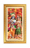 Divine Radha Krishna Digital Golden Color Photo Frame | Hindu Religious Wall Decor | 10x17 Inches - Inspirational Wall Art For Office, Home Decor - Ideal Spiritual Gift (F10191)
