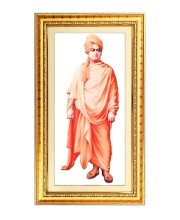 Swami Vivekananda Digital Golden Color Photo Frame | Hindu Religious Wall Decor | 10x17 Inches - Inspirational Wall Art For Office, Home Decor - Ideal Spiritual Gift (F10192)
