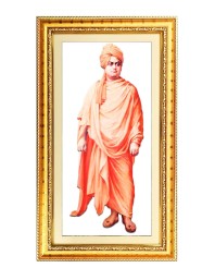 Swami Vivekananda Digital Golden Color Photo Frame | Hindu Religious Wall Decor | 12x19 Inches - Inspirational Wall Art For Office, Home Decor - Ideal Spiritual Gift (F10192)