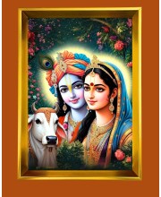 Golden Photo Frame - 10x14 Inches | Elegant Wooden Frame For Home, Office & Temple Decoration | Spiritual Wall & Table Decor and Gift Item
