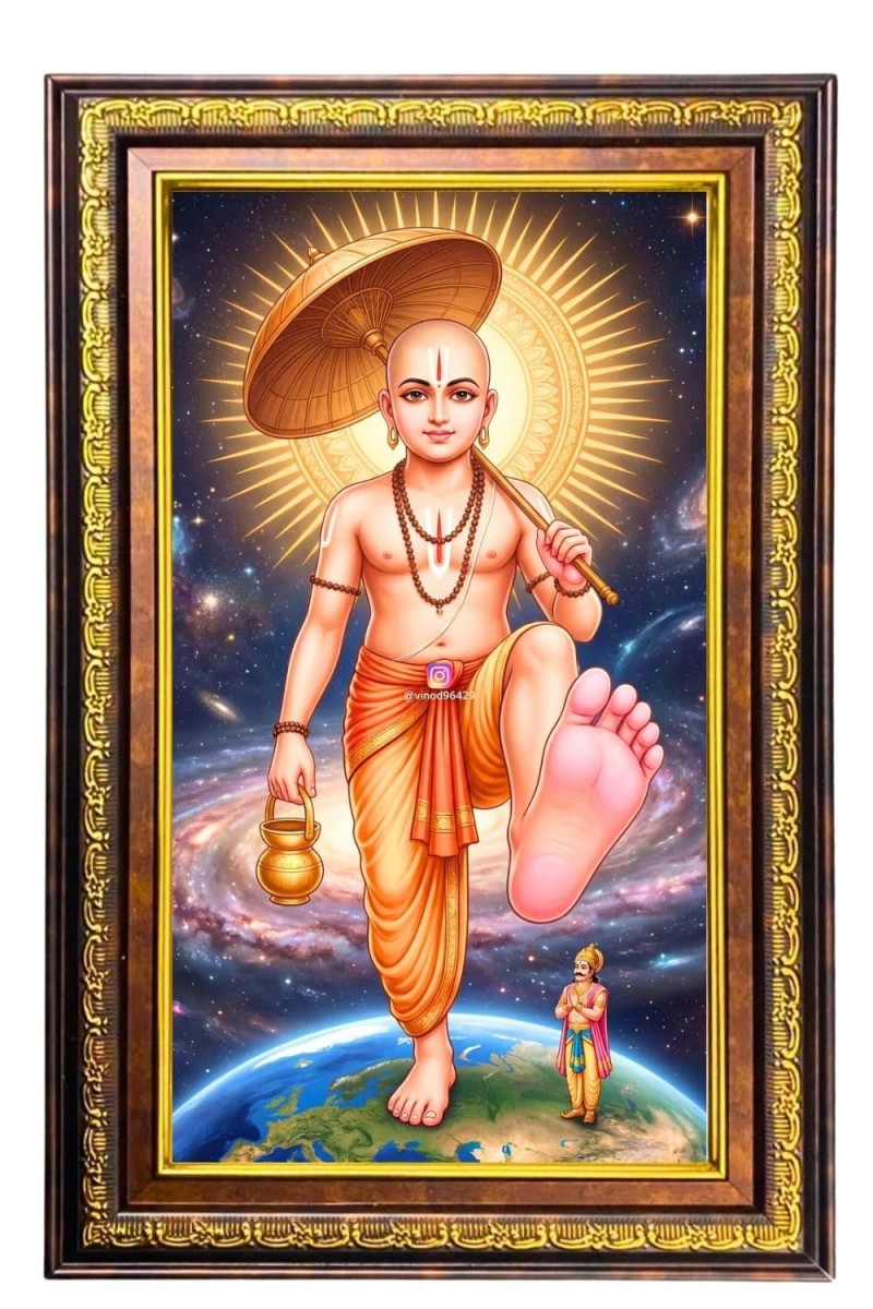 Vamanavataram Digital Golden Balck Color Photo Frame | Hindu Religious Wall Decor | 10x16 Inches - Inspirational Wall Art For Office, Home Decor - Ideal Spiritual Gift (F16859)