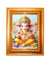 Goddess Laxmi Golden Designer Photo Frame | 18x22 Inch Religious Wall Hanging Frame For Home, Office Decoration and Spiritual Gift Item (M1)
