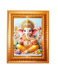 Goddess Laxmi Golden Designer Photo Frame | 18x22 Inch Religious Wall Hanging Frame For Home, Office Decoration and Spiritual Gift Item (M1)