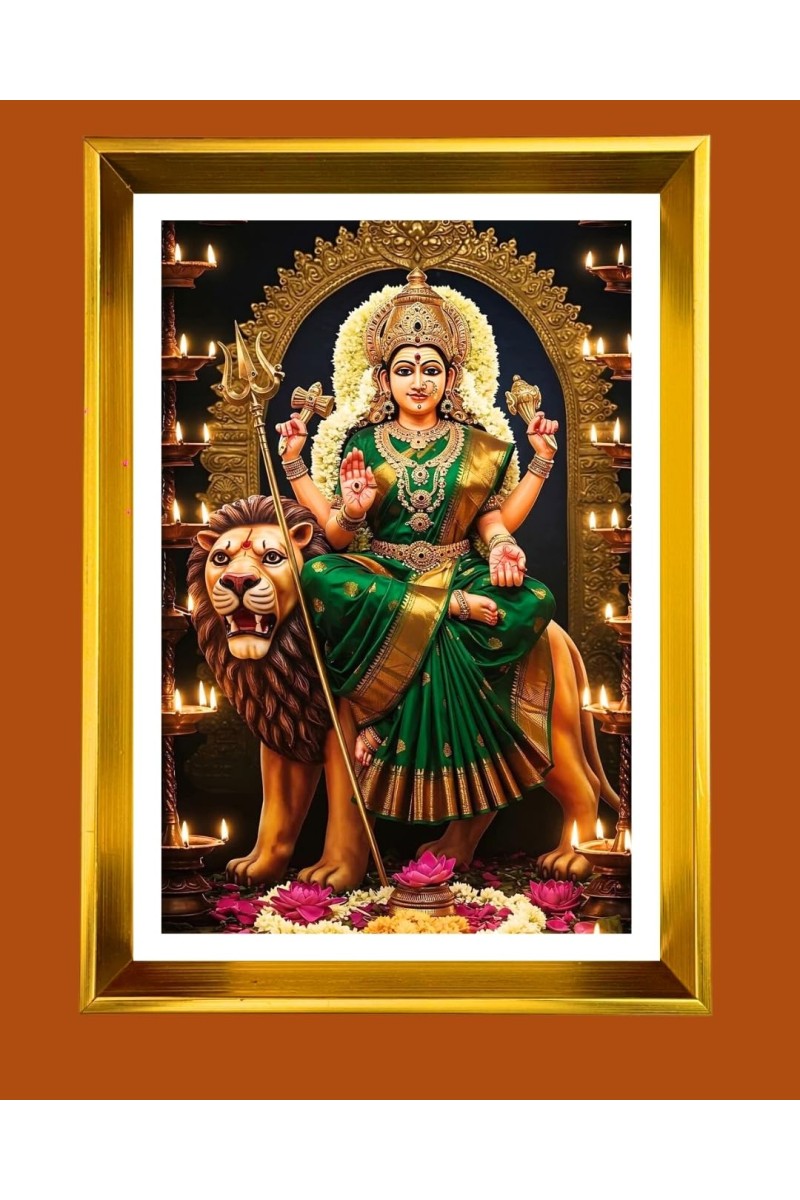 Golden Photo Frame - 10x14 Inches | Elegant Wooden Frame For Home, Office & Temple Decoration | Spiritual Wall & Table Decor and Gift Item