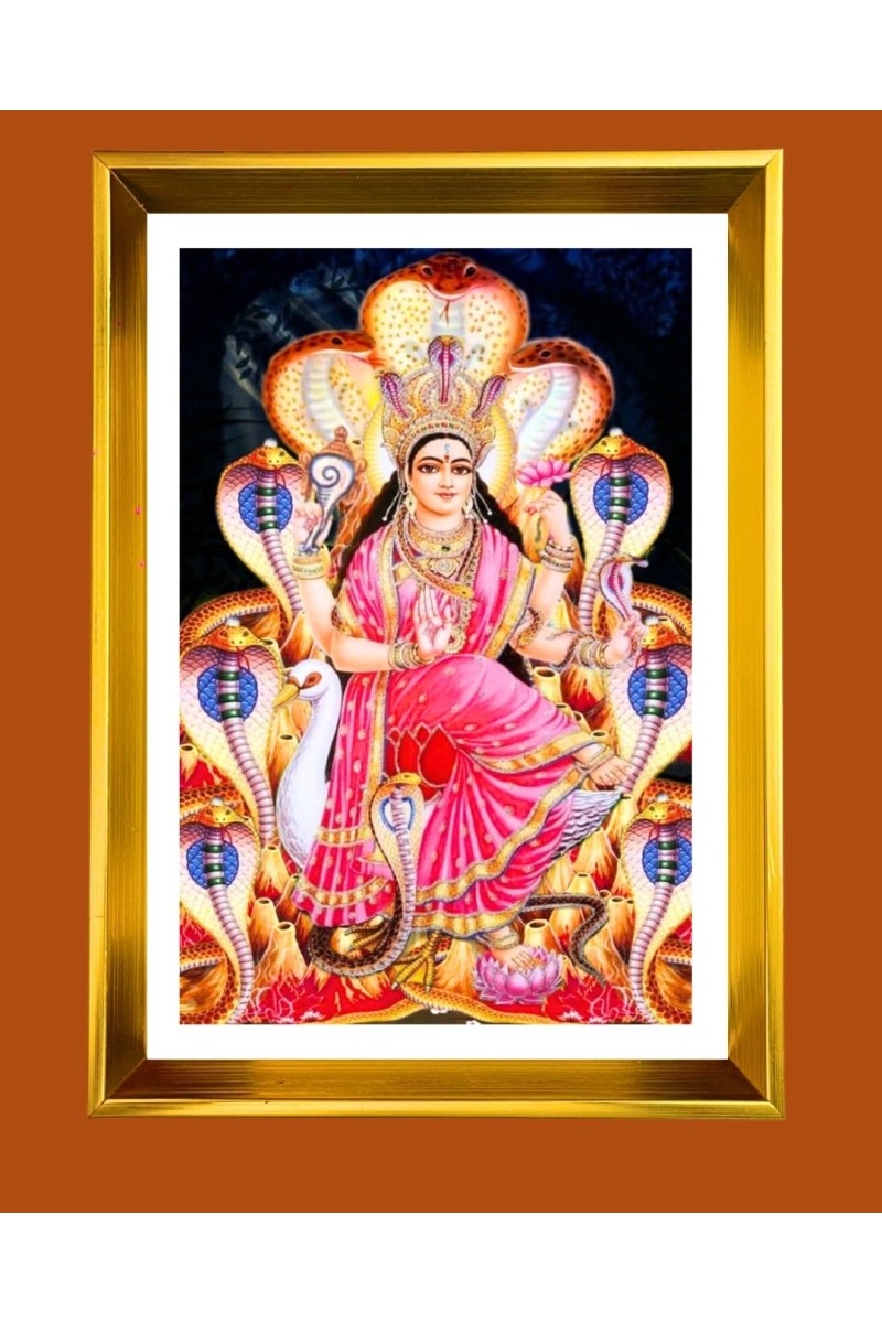 Mata Manasha Golden Photo Frame - 12x16 Inches | Elegant Wooden Frame For Home, Office & Temple Decoration | Spiritual Wall & Table Decor And Gift Item (F9472)