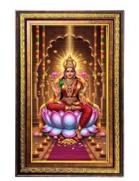 Goddess Lakshmi Digital Golden Balck Color Photo Frame | Hindu Religious Wall Decor | 10x16 Inches - Inspirational Wall Art For Office, Home Decor - Ideal Spiritual Gift (F16498)