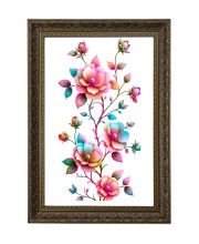 Floral Painting Print Big Photo Frame - 20x28 Inches For Home,Temple & Office Decoration (F11001)