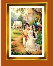 Golden Photo Frame - 10x14 Inches | Elegant Wooden Frame For Home, Office & Temple Decoration | Spiritual Wall & Table Decor and Gift Item