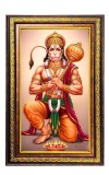 Lord Hanuman Digital Golden Balck Color Photo Frame | Hindu Religious Wall Decor | 10x16 Inches - Inspirational Wall Art For Office, Home Decor - Ideal Spiritual Gift (F16562)
