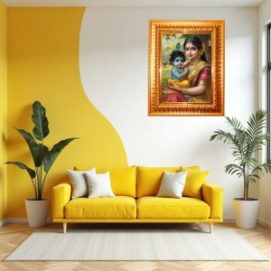 Yashoda And Lord Krishna Golden Designer Photo Frame | 12x16 Inch Religious Wall Hanging Frame For Home & Office Decoration | Hindu Deity Spiritual Gift Item Yashoda And Lord Krishna Golden Designer Photo Frame | 12x16 Inch Religious Wall Hanging Frame For Home & Office Decoration | Hindu Deity Spiritual Gift Item