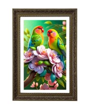 Rosy-faced Peach-faced Lovebirds. Big Photo Frame - 20x28 Inches For Home,Temple & Office Decoration (F10684)