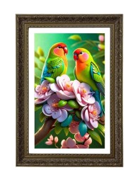 Rosy-faced Peach-faced Lovebirds. Big Photo Frame - 20x28 Inches For Home,Temple & Office Decoration (F10684)