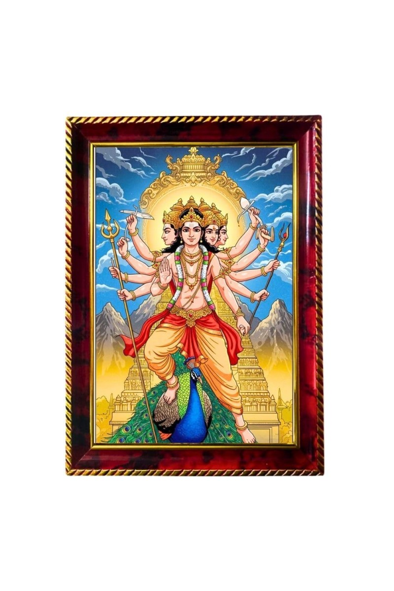 Lord Hanuman Ji Photo Frame For Wall & Table | 7x9 Inch Golden Cherry Finish | Decorative Lord Hanuman Ji Photo Frame For Home, Office & Pooja Room (F11650)