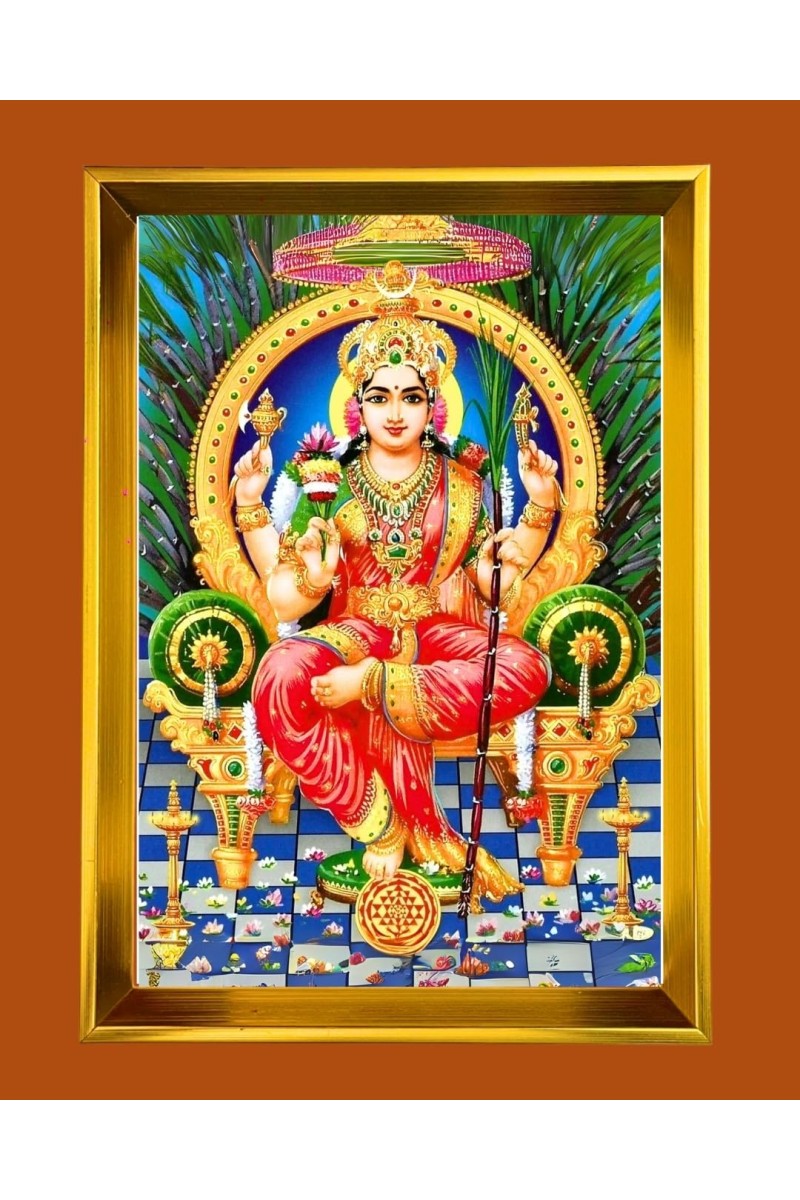 Tripura Sundari Golden Photo Frame - 12x16 Inches | Elegant Wooden Frame For Home, Office & Temple Decoration | Spiritual Wall & Table Decor And Gift Item (F9670)