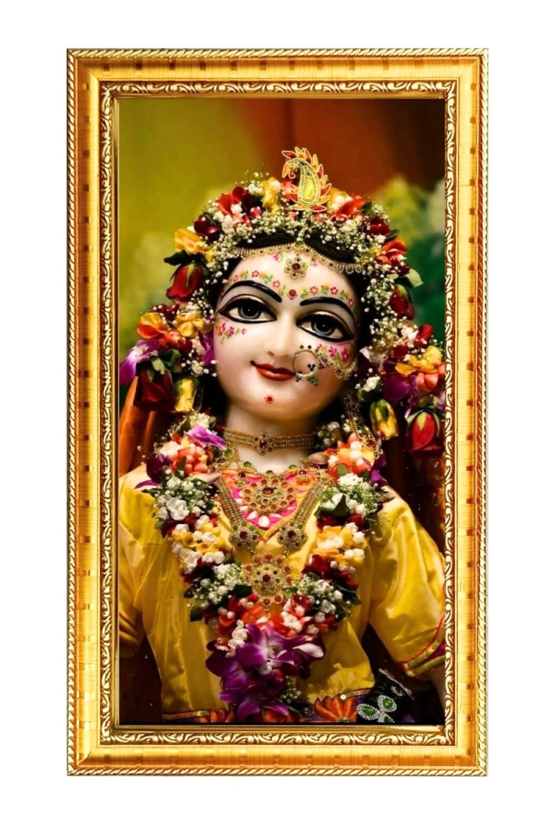 Divine Radha Rani Digital Golden Color Photo Frame | Hindu Religious Wall Decor | 8x15 Inches - Inspirational Wall Art For Office, Home Decor - Ideal Spiritual Gift (F10260)
