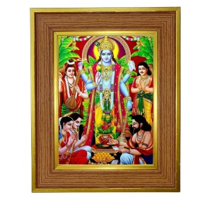 Avataar Lord Vishnu Photo Frame 16x20 Inches-Brown Wooden Frame For Home, Office & Temple Decoration And Gifting (F6281)