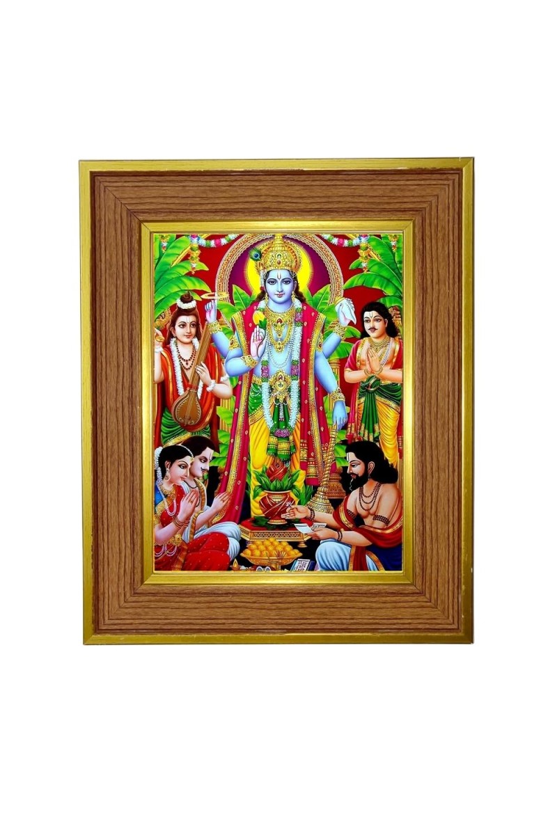 Avataar Lord Vishnu Photo Frame 18x22 Inches-Brown Wooden Frame For Home, Office & Temple Decoration And Gifting (F6281)
