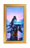 Lord Shiva Digital Golden Color Photo Frame | Hindu Religious Wall Decor | 10x17 Inches - Inspirational Wall Art For Office, Home Decor - Ideal Spiritual Gift (F10372)