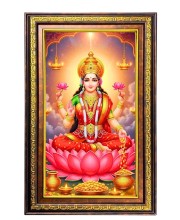Goddess Lakshmi Digital Golden Balck Color Photo Frame | Hindu Religious Wall Decor | 10x16 Inches - Inspirational Wall Art For Office, Home Decor - Ideal Spiritual Gift (F16832)