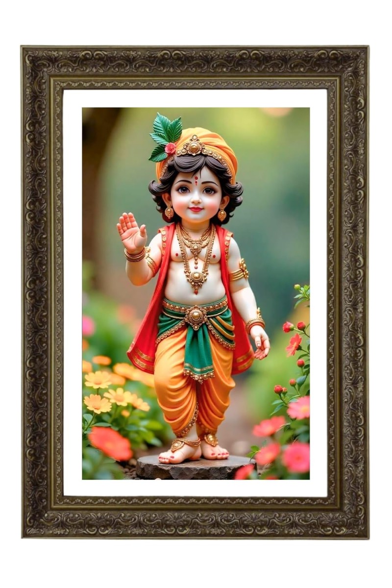 Little Krishna Big Photo Frame - 20x28 Inches For Home,Temple & Office Decoration (F10669)