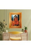 Srimat Swami Pranavanandaji Maharaj Golden Designer Photo Frame | 10x14 Inch Religious Wall Hanging Frame For Home & Office Decoration | Hindu Deity Spiritual Gift Item