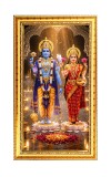 Lakhsmi & Narayan Digital Golden Color Photo Frame | Hindu Religious Wall Decor | 12x19 Inches - Inspirational Wall Art For Office, Home Decor - Ideal Spiritual Gift (F10217)