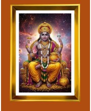 Lord Kubera Golden Photo Frame - 10x14 Inches | Elegant Wooden Frame For Home, Office & Temple Decoration | Spiritual Wall & Table Decor and Gift Item