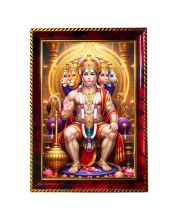 Lord Hanuman Photo Frame For Wall & Table | 7x9 Inch Golden Cherry Finish | Decorative Lord Hanuman Photo Frame For Home, Office & Pooja Room (F11651)