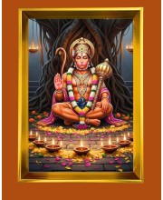 Golden Photo Frame - 10x14 Inches | Elegant Wooden Frame For Home, Office & Temple Decoration | Spiritual Wall & Table Decor and Gift Item