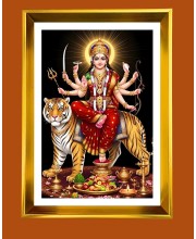 Devi Jai Mata Di Golden Photo Frame - 10x14 Inches | Elegant Wooden Frame For Home, Office & Temple Decoration | Spiritual Wall & Table Decor and Gift Item