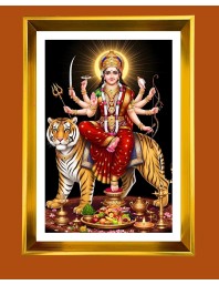 Devi Jai Mata Di Golden Photo Frame - 10x14 Inches | Elegant Wooden Frame For Home, Office & Temple Decoration | Spiritual Wall & Table Decor And Gift Item (F9483)