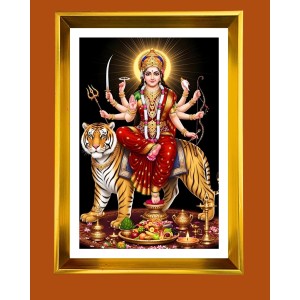 Devi Jai Mata Di Golden Photo Frame - 10x14 Inches | Elegant Wooden Frame For Home, Office & Temple Decoration | Spiritual Wall & Table Decor and Gift Item Devi Jai Mata Di Golden Photo Frame - 10x14 Inches | Elegant Wooden Frame For Home, Office & Temple Decoration | Spiritual Wall & Table Decor and Gift Item