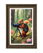 Cute Squirrel Art Picture Big Photo Frame - 20x28 Inches For Home,Temple & Office Decoration (F11028)