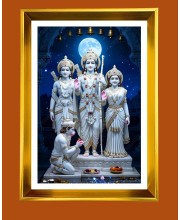 Lord Ram,sita,Lakhsman And Hanuman Golden Photo Frame - 10x14 Inches | Elegant Wooden Frame For Home, Office & Temple Decoration | Spiritual Wall & Table Decor and Gift Item