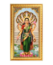 Manasha Mangal Digital Golden Color Photo Frame | Hindu Religious Wall Decor | 10x17 Inches - Inspirational Wall Art For Office, Home Decor - Ideal Spiritual Gift (F10378)