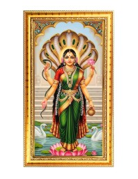 Manasha Mangal Digital Golden Color Photo Frame | Hindu Religious Wall Decor | 12x19 Inches - Inspirational Wall Art For Office, Home Decor - Ideal Spiritual Gift (F10378)
