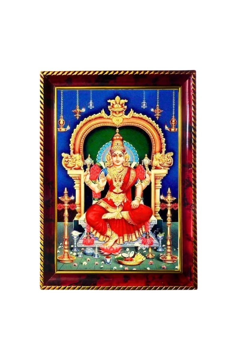 Kamakshi Maa Photo Frame For Wall & Table | 7x9 Inch Golden Cherry Finish | Decorative Kamakshi Maa Photo Frame For Home, Office & Pooja Room (F11826)