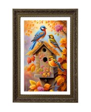 Blue And Orange Plumage Big Photo Frame - 20x28 Inches For Home,Temple & Office Decoration (F10696)