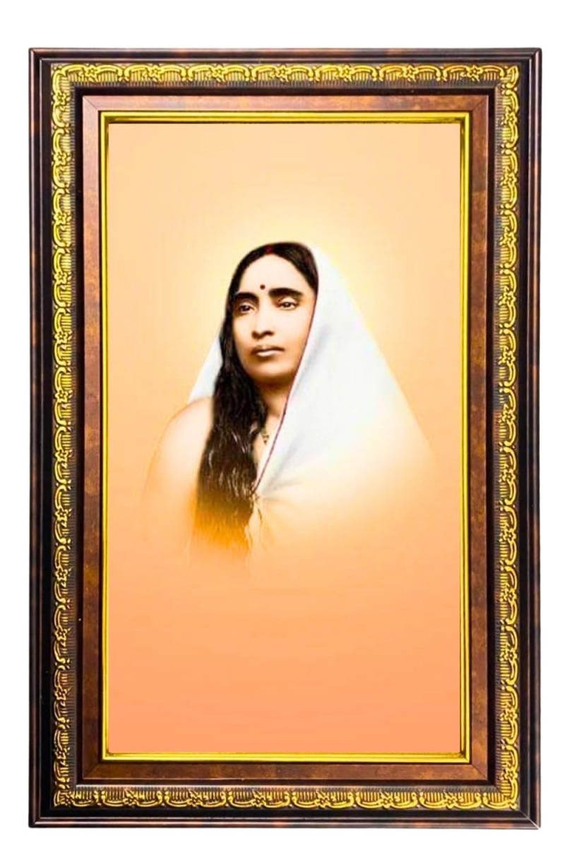 Sarada Devi Digital Golden Balck Color Photo Frame | Hindu Religious Wall Decor | 10x16 Inches - Inspirational Wall Art For Office, Home Decor - Ideal Spiritual Gift (F16644)
