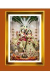 Divine Radha Krishna Golden Photo Frame - 12x16 Inches | Elegant Wooden Frame For Home, Office & Temple Decoration | Spiritual Wall & Table Decor And Gift Item (F9844)