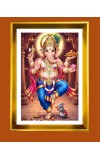 Lord Ganesha Golden Photo Frame - 10x14 Inches | Elegant Wooden Frame For Home, Office & Temple Decoration | Spiritual Wall & Table Decor and Gift Item